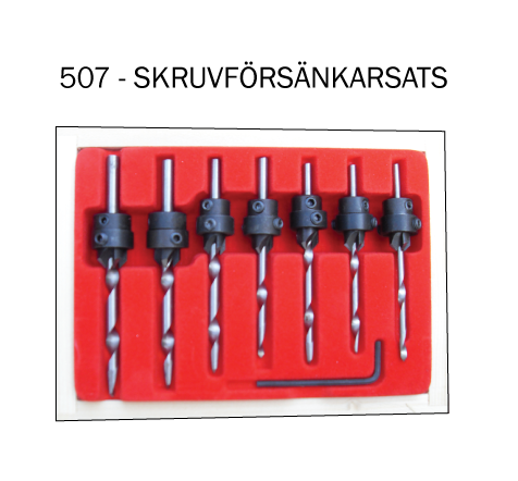 Skruvförsänkarsats i träetui