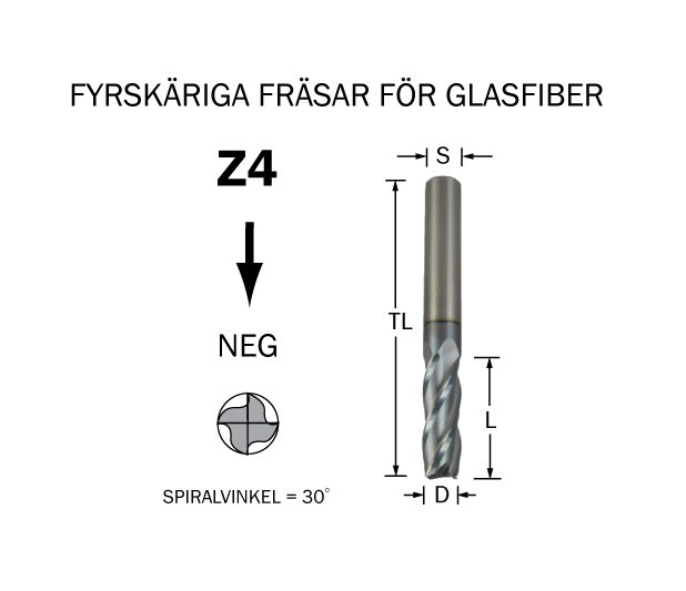 Spiralfräs D=6 L=19 TL=76 S=6