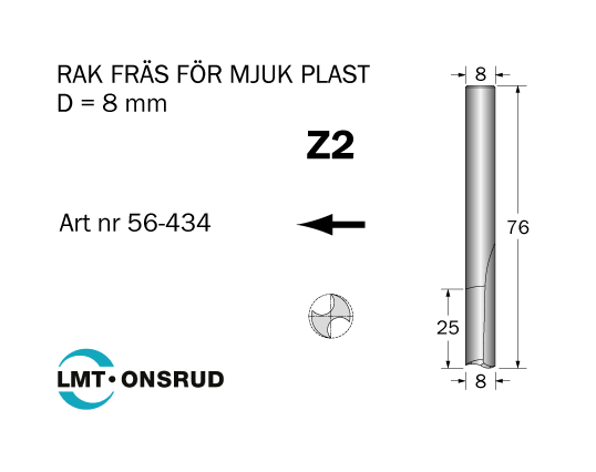 Notfräs D=8 L=25 TL=76 S=8 - 2