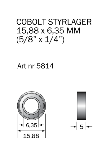 Kullager 15.88 x 6.35 mm - 2