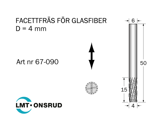 Facettfräs D=4 L=16 TL=50 S=6 - 2