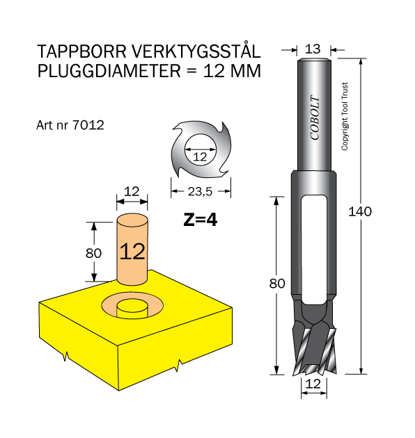 Tappborr D=12 TL=140 S=13 - 2