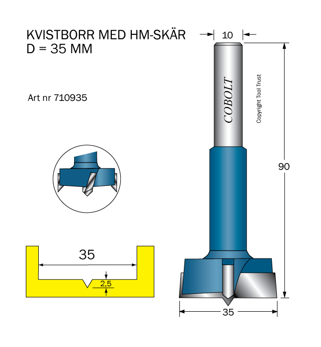 HM Kvistborr D=35 TL=90 S=10 - 2