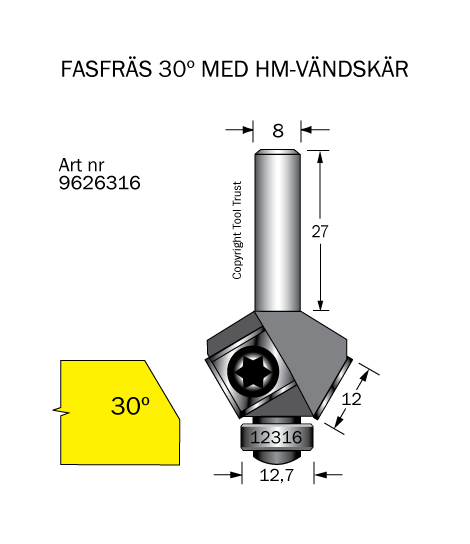 HM-fasfräs 30', m lager
