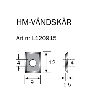 HM-bottenskär 12x9x1,5mm