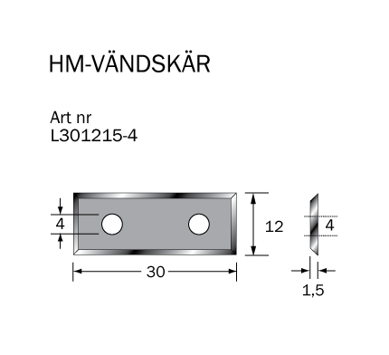 HM-vändskär 29.5 x12 x 1.5 ( 4 sidor)