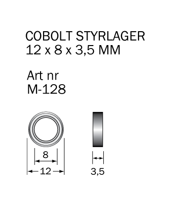 M-128 Kullager 12 x 8 x 3.5 mm - 2