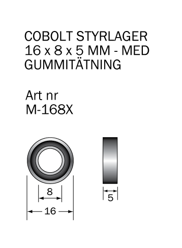 M-168X Kullager 16 x 8 x 5 mm - 2