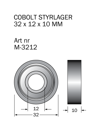 M-3212 Kullager 32 x 12 x 10 mm - 2
