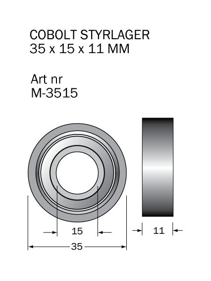 M-3515 Kullager 35 x 15 x 11 mm - 2