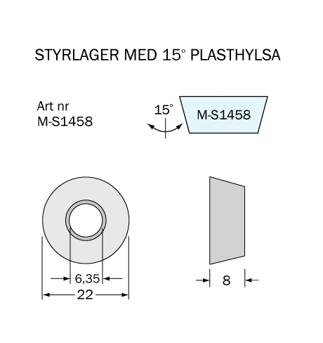 Kullager 5/8x1/4" m plasthylsa