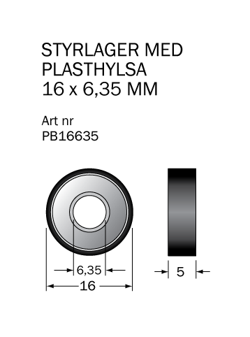 Kullager med plasthylsa 16x6.35