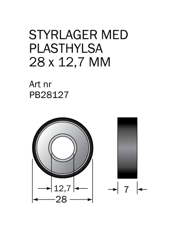 Kullager 28x12.7 med plasthylsa