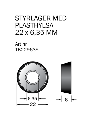 Kullager 22x6.35 m vinklad plasthylsa