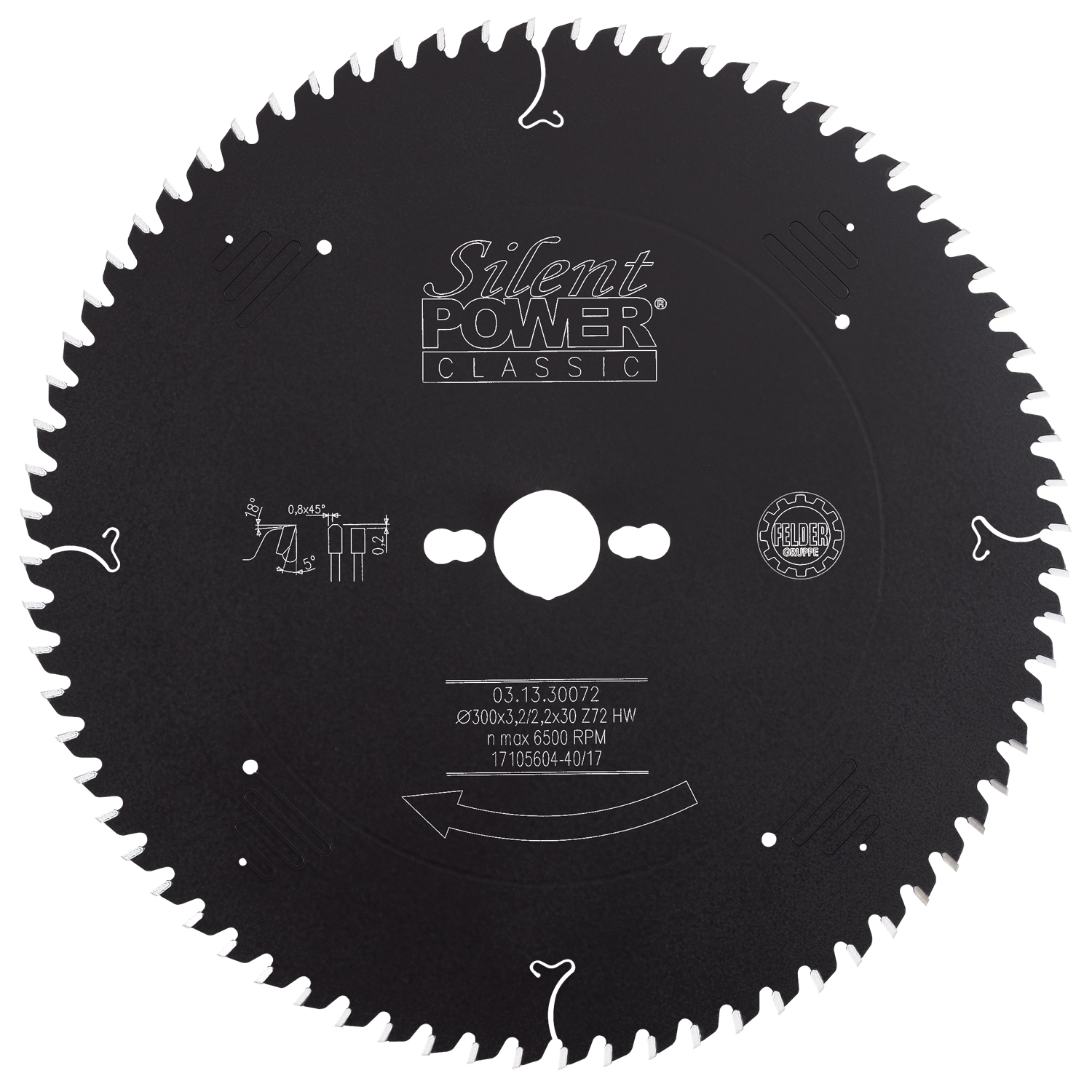Beläggnings-formatsnittsågblad, Flattand/trapetstand Ø 300 mm, Z 80