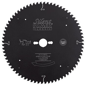 Beläggnings-formatsnittsågblad, Flattand/trapetstand Ø 300 mm, Z 80