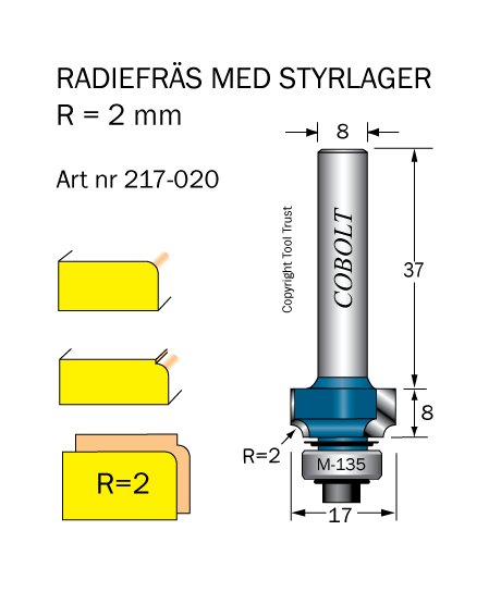 Avrundningsfräs R=2 D=17 L=8 S=8 - 3