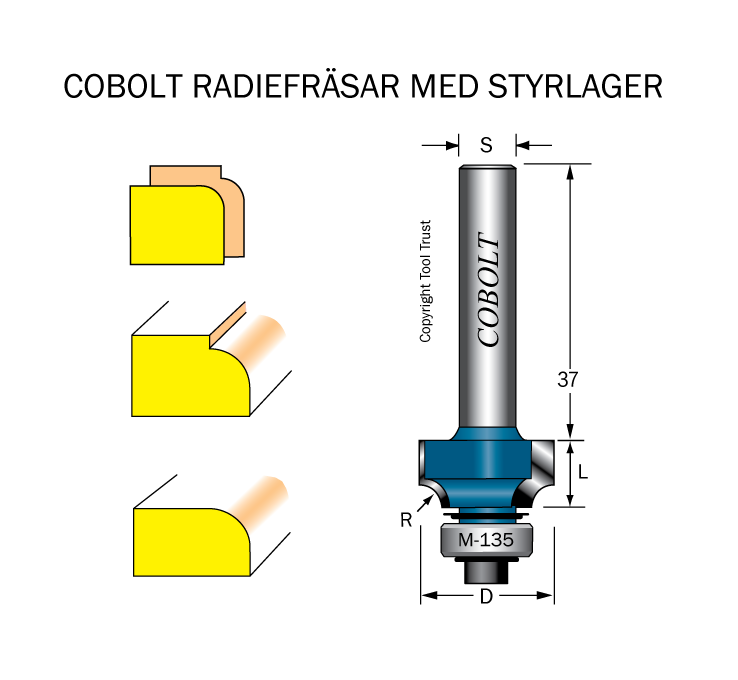 Avrundningsfräs R=4.8 D=23 L=9.5 S=8 - 2