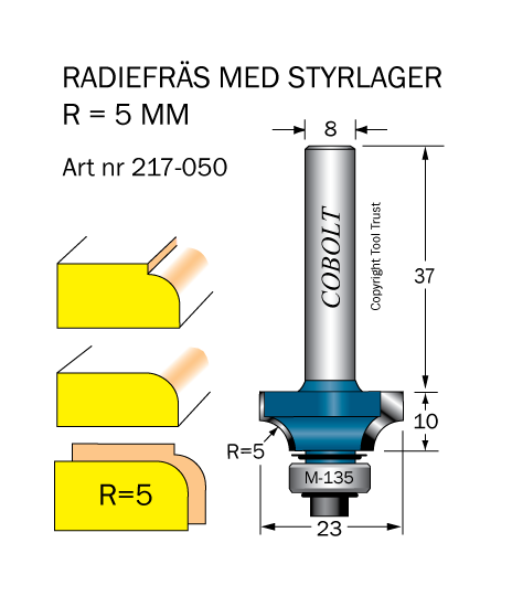 Avrundningsfräs R=5 D=23 L=10 S=8 - 3
