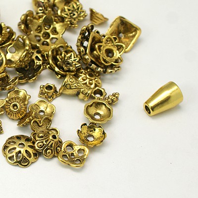 Metallmix pärlhattar, antikguld