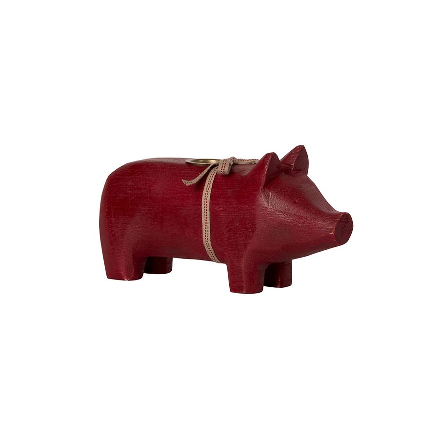 Wooden pig, Small - Red