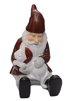 1260 Tomte med katt, H 12cm
