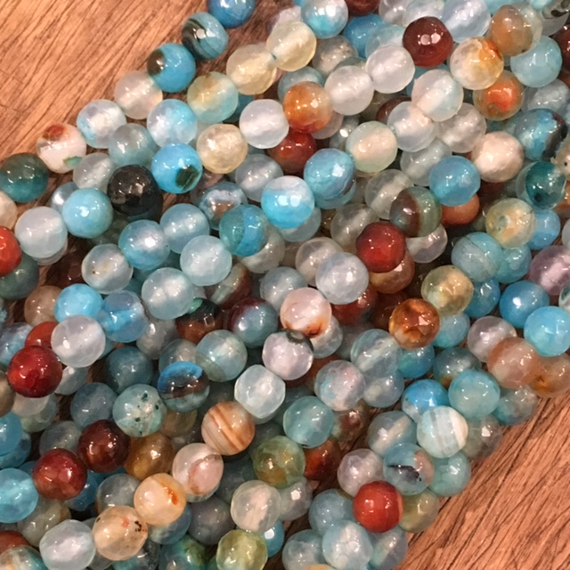 Agat, blå mix, 6mm