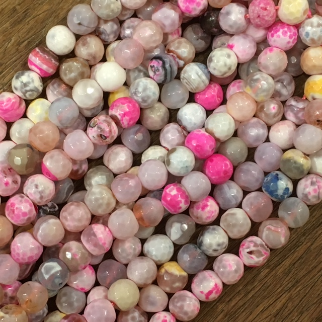 Agat, rosa mix, 8mm