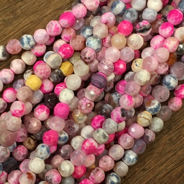 Agat, rosa mix, 6mm