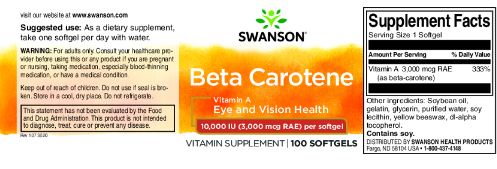Beta-Carotene (Vitamin A) 10000IU - 100caps - 2