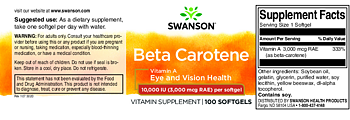 Beta-Carotene (Vitamin A) 10000IU - 100caps
