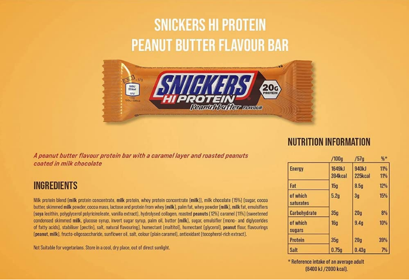 Snickers HI-Protein Bar Peanutbutter-57g - 2