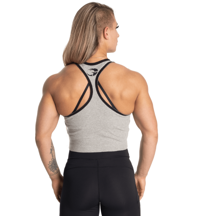 Rib crop t-back Black- L - 5