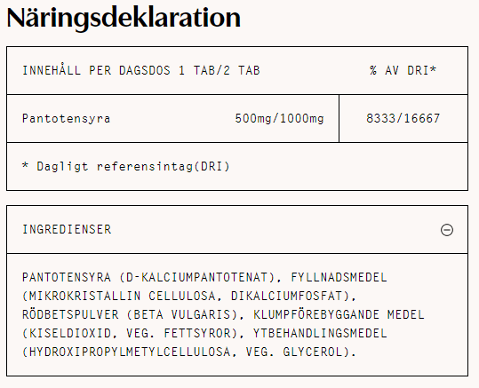 Pantothenic Acid T.R 120 Tabletter - 2