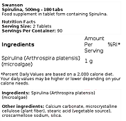 Spirulina, 500mg - 180 tablets