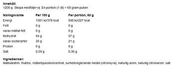 Kolhydrat Hallon/Lime 1,2kg