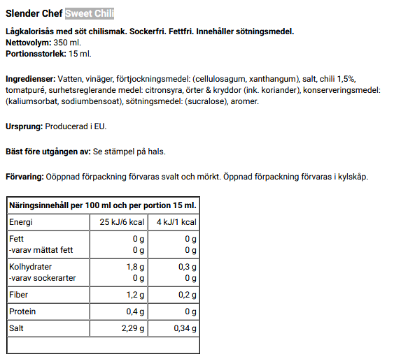 Slender Chef såser - 18