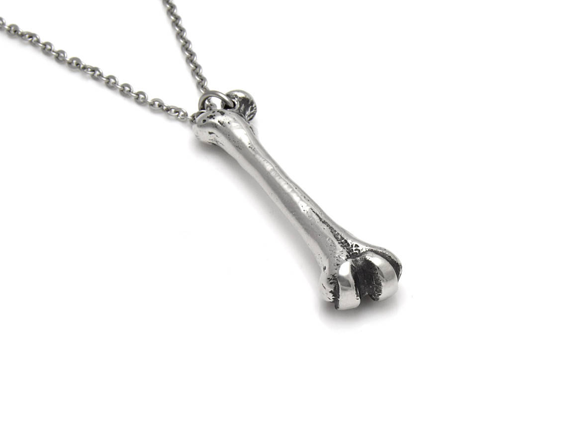 Lårben Halsband, Skelett Smycke i Tenn - 3
