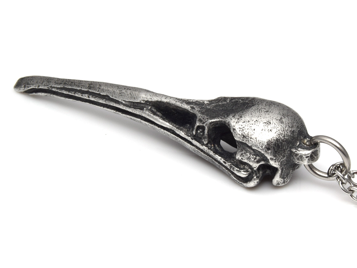 Oxiderad Kiwiskalle Halsband, Fågelskalle Hänge, Kiwifågel Döskalle Smycke i Tenn - 3