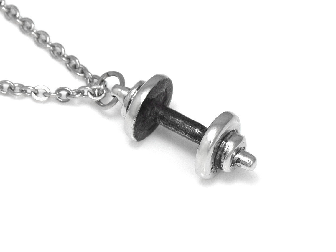 Hantel Halsband, Skivstång Smycke i Tenn