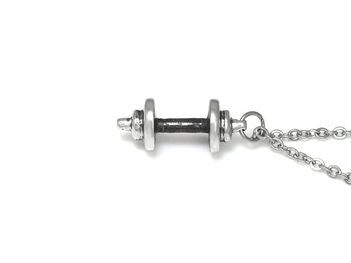 Hantel Halsband, Skivstång Smycke i Tenn - 3