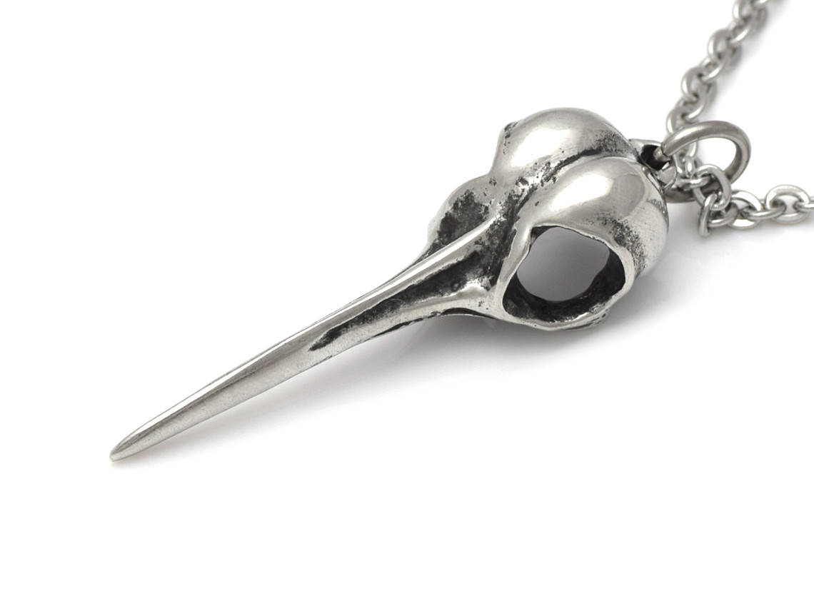 Kolibriskalle Halsband, Kolibri Döskalle Hänge, Fågelskalle Smycke i Tenn - 2