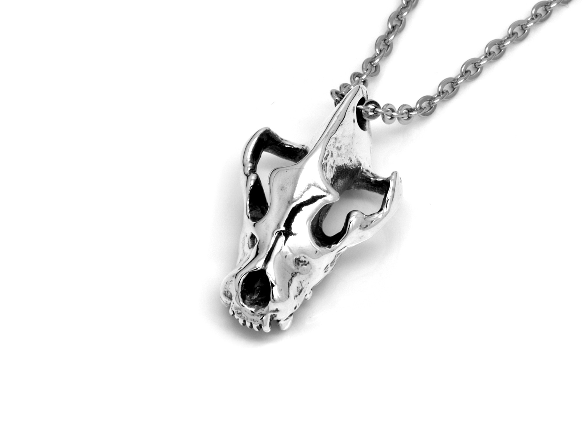 Hyenaskalle Halsband, Hyena Döskalle Hänge, Djurskalle Smycke i Äkta Silver - 2