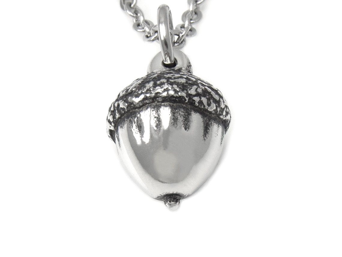 Litet Ekollon Halsband, Natur Smycke i Tenn - 2
