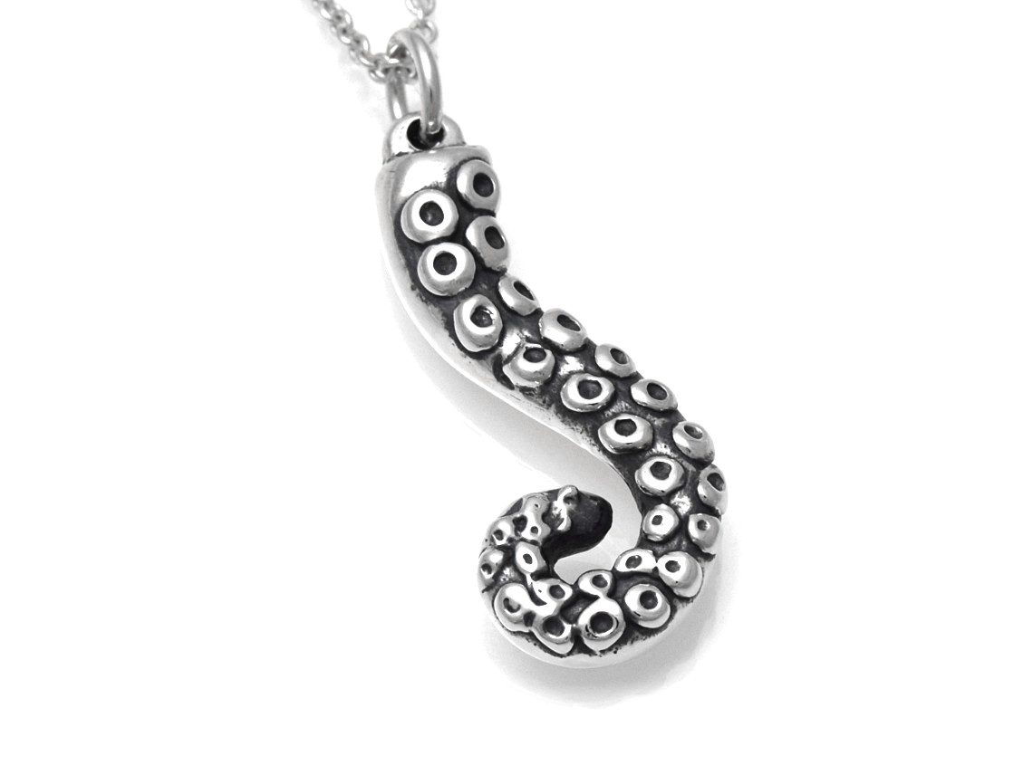 Bläckfisktentakel Halsband, Tentakel Smycke i Silver
