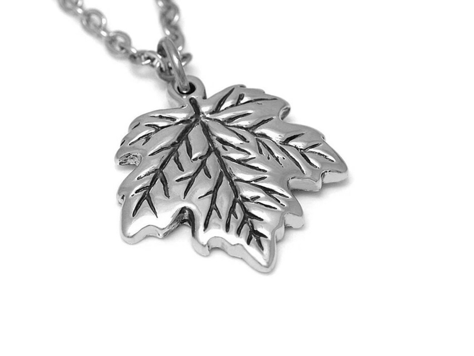 Lönnlöv Halsband, Natur Smycke i Tenn