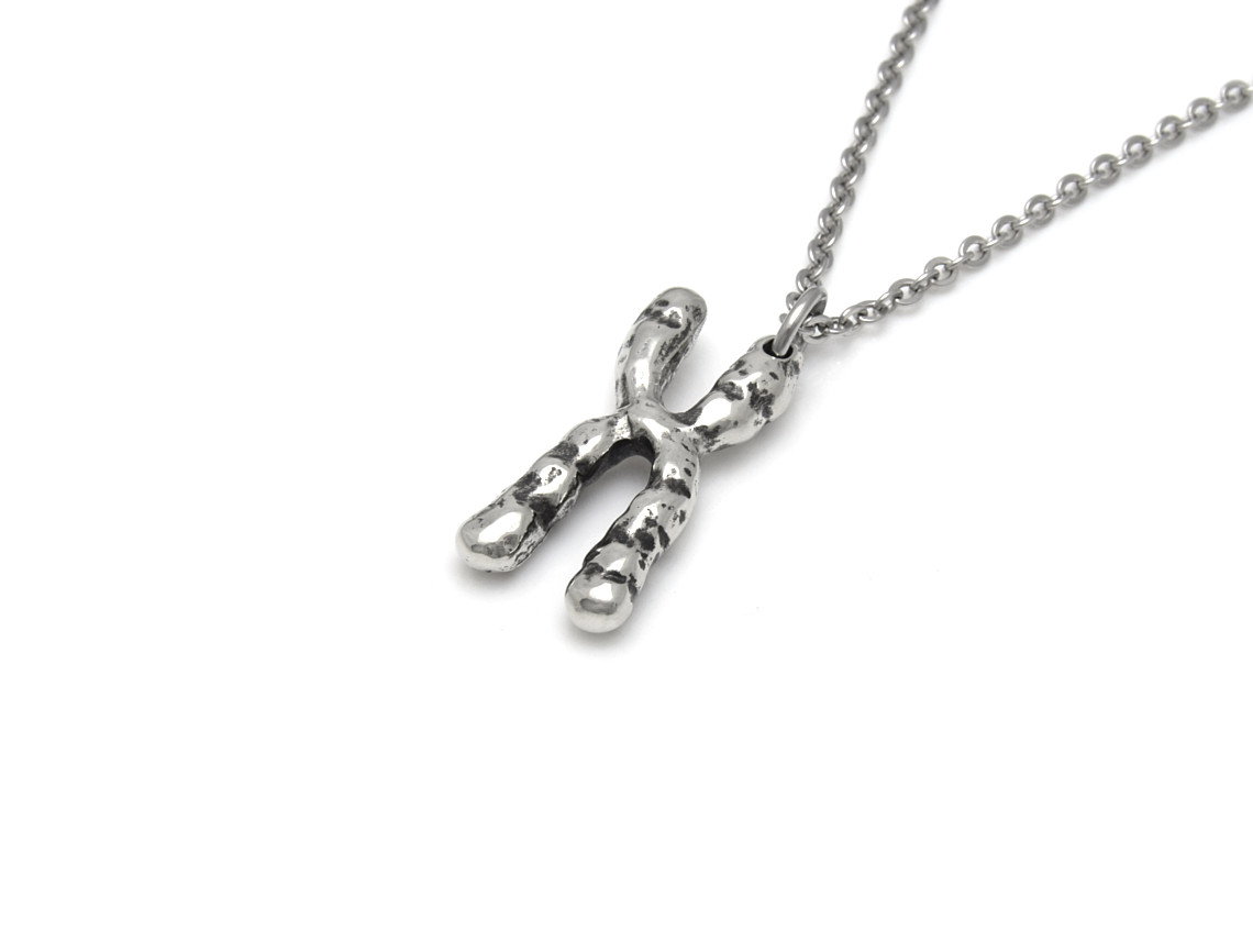 X-Kromosom Halsband, DNA Biologi Smycke i Tenn - 3