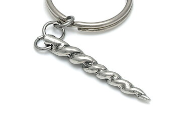 Enhörningshorn Nyckelring, Fantasy Accessoar, Enhörning Nyckelhållare i Tenn och Stål