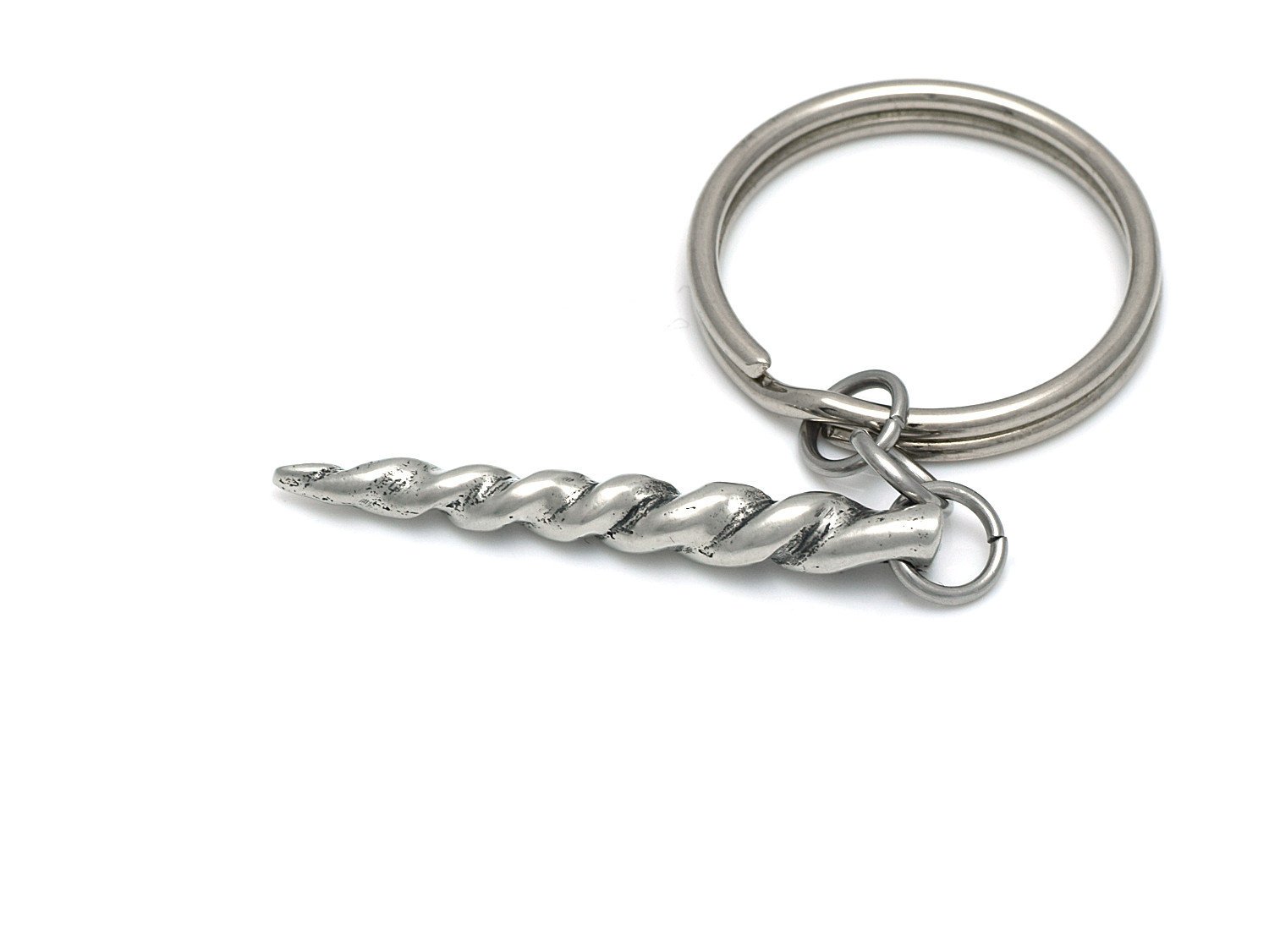 Enhörningshorn Nyckelring, Fantasy Accessoar, Enhörning Nyckelhållare i Tenn och Stål - 2