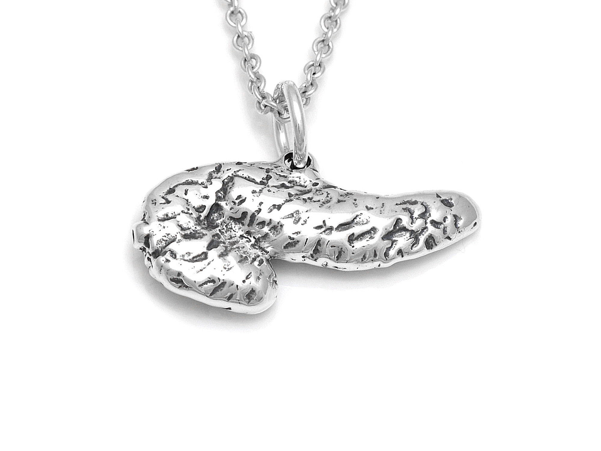 Bukspottkörtel Halsband, Organ Smycke i Silver